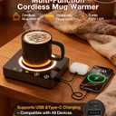 Mug Warmer, Cordless 180 Min Battery Life, 10000mAh Portable Charger, Wireless Coffee Cup Warmer for Desk, 3 Temp Settings, Smart Candle Heat Plate for Home, Office, Travel, Camping & Gifts for Men