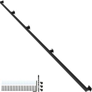 Wall Handrail 12FT,Black Industrial Staircase Railing,Pipe Handrails