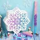 Winter Piñata Christmas Wonderland Themed Piata with Blindfold Bat for Christmas Princess Winter Theme Birthday Party Supplies Decorations(Pink, Blue,Snowflake)