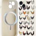 LuGeKe Magnetic Silicone Case for iPhone 16 Compatible with MagSafe,Cute Chicken Pattern Soft White Silicone Shockproof Protective Phone Case Cover for iPhone 16