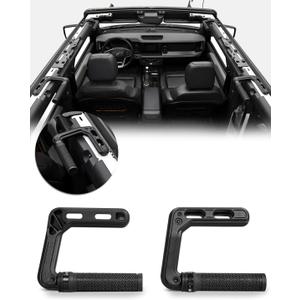 JROAD Bronco Aluminum Grab Handles Roll Bar Non-Slip Grip HandlesCompatible with Ford Bronco 2021-2025 Front or Rear Seat 4 Door Soft/Hard Top,Bronco Raptor Interior Accessories 2PCS/Black