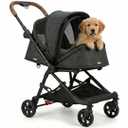 Pet Stroller for Small & Medium Dogs & Cats Lightweight Foldable Travel Stroller with Smooth 4-Wheel Ride, Breathable Mesh, Storage Basket & Aluminum Frame Comfortable & Easy to Maneuver