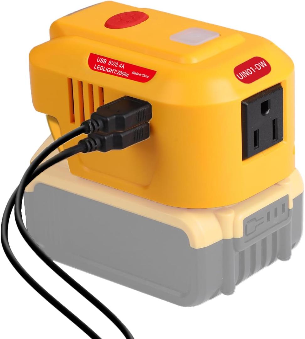 150W Power Inverter for DeWalt 20V Battery, DC 20V to AC 110V Inverter, Portable Power Station Generator Charger Adapter Battery Powered Outlet with 2 USB Ports & 1 AC Outlet
