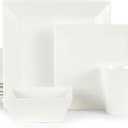 Mikasa Square Delray 16-Piece Bone China Dinnerware Set, Service for 4, White