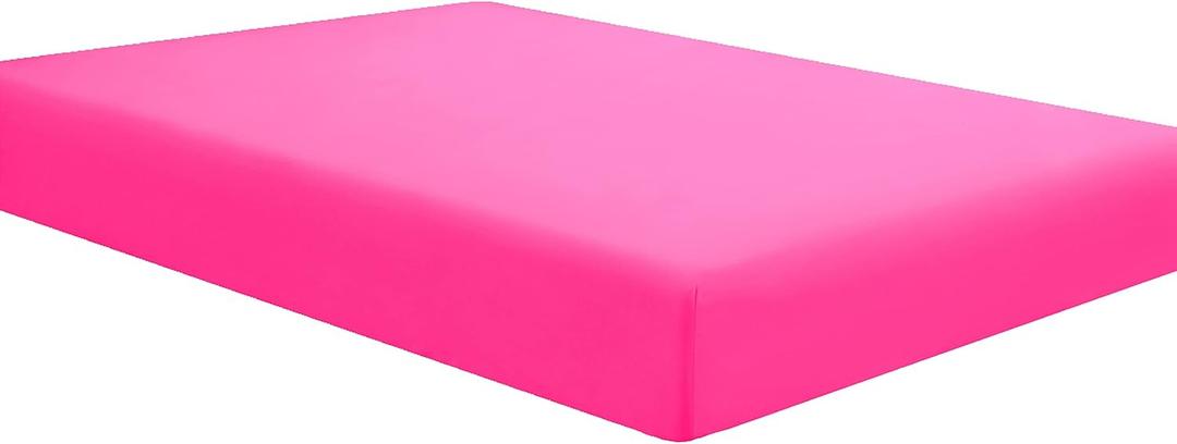 Sfoothome Hot Pink Fitted Sheet, 14 Inch Pocket Deep, Microfiber Sheets, Twin Size