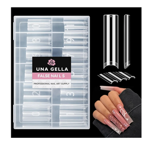 UNA GELLA Nail Tips Square XXL Tips 120 PCS No C Curve Gel Tips Extra Long Square Straight Nails Half Fake Nail Tips No Trace for Acrylic Nails Tips for Home DIY with Box