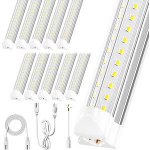 ONLYLUX LED Shop Light, 4ft 36W 5000lm 6500k Shop Lights, 4 Foot Led Light Fixture, T8 Led Tube Lights for Garage, V Shape High Output Linkable (10 Pack)