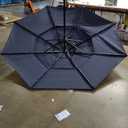 wikiwiki 10FT 3Tiers Solar Led Patio Umbrella, Sturdy Outdoor Market Umbrella for Deck, Pool, Garden w/Tilt, Crank, 32 LED Lights, 
Navy Blue