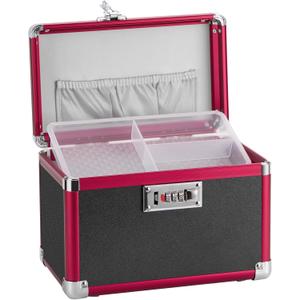 LOCKCURX Medication Lock Box, 10x6x6.7 Inch Aluminum Alloy Medication Safe, First Aid Box with Detachable Tray & Travel Pouch, Childproof & Privacy Medicine Box for Home, Travel, Dorm (Black)