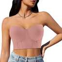 Runilut Women Longline Strapless Push Up Full Coverage Underwire Deep Cup Smoothing Bra, 42B