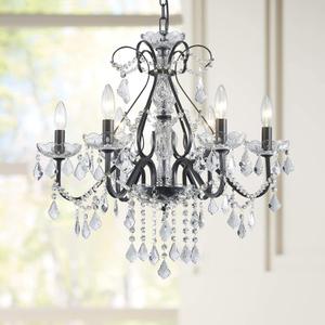 Bestier Black Vintage Candle Chandelier Crystal Lighting Fixture Lamp for Dining Room Bathroom Foyer Livingroom 6 E12 Bulbs Required D24 in x H26 in