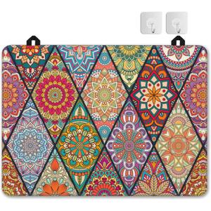 Vintage Boho Mandala Stove Top Cover for Electric Stove,Thick Natural Rubber Glass Top Protector, Prevents Scratching, Expands Usable Space 28x20