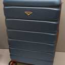 Flight Knight 24x16x10 Expandable Carry On Suitcase Hardside TSA Lock USB C Lightweight Luggage Silent Double Spinner Wheels Maximum Overhead Carry-On Bag For Virgin South West Approved Blue/Tan