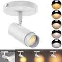 10W Zoomable 5-Color LED Ceiling Spotlight White Directional Ceiling Light Indoor Adjustable Ceiling Spot Light Fixture Dimmable Flush Mount Accent Lighting 15-60 for Kitchen 1000lm CRI90