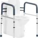 Toilet Safety Rails, Folding & Portable Bathroom Toilet Handles for Elderly, Seniors, Handicap & Disabled, Adjustable Toilet Safety Frame Fit Any Toilets (350 LB) (Blue)