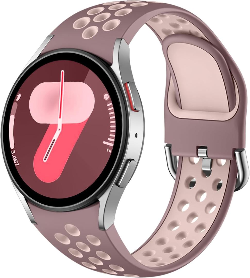 DaQin No Gap Sport Band Compatible with Samsung Galaxy Watch 7/6/5/4 Bands 40mm 44m/Galaxy Watch FE/Watch 6 4 Classic 43mm 47mm 42mm 46mm/Watch 5 Pro 45mm, 20mm Soft Silicone Wristbands for Women Men