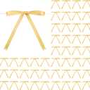 Riceshoot Gold 50 Pcs Stain Ribbon Bows 5x7 Inch Twist Tie Bows for Gift Wrapping Cake Treat Bags Craft DIY Gift Wedding Baby Shower Birthday Party Decorations