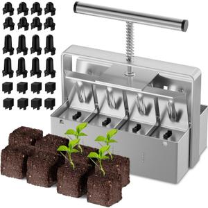zukakii Soil Blocker 2 Inch 8 Cell Upgraded Soil Block Maker Heavy Duty with Comfortable Handle and 3 Sizes Seed Pins Handheld Soil Blocking Tool for Seed Starting transplanting Germination