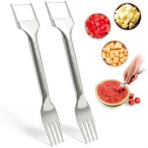 2 x Watermelon Slicer 2-in-1 with Watermelon Fork, 304 Steel, 2 Pcs