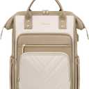 LOVEVOOK 15.6 Inch Laptop Backpack for Women,Travel Work Backpack Purse with USB Port,Large Capacity Nurse Bag Teacher Backpack,Waterproof Casual Daypack Business Computer Bag (Beige Khaki)