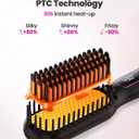 Mini Hair Straightener Brush Travel Size for Women,Dual Voltage Straightening Brush with Ceramic Heated Bristles,Adjustable Temperature&LED Display