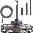 20" Gazebo Fans Outdoor Hanging, Caged Ceiling Fan with Light and Remote | Waterproof, Plug in, 15W Dimmable LED Light, Quiet DC Motor, Reversible Airflow for Outside Patio Pergola Porch, Medium