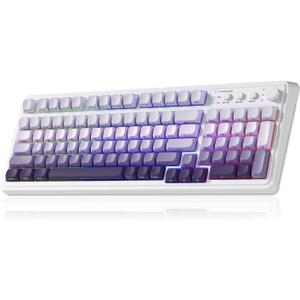 AULA S99 Wireless Keyboard, Tri-Mode Bluetooth/2.4GHz/USB-C Cute Creamy Gaming Keyboard with Number Pad RGB Backlit, Media Knob Custom Computer Keyboards for MAC Xbox PC Gamer - Gradient Purple