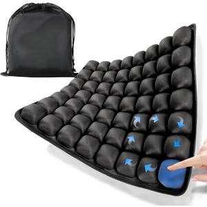 Inflatable Seat Cushion for Long Flights Airplane Travel Cushion- Portable Ergonomic Support Wheelchair Cushions with Coccyx Pain Relief (Black)
