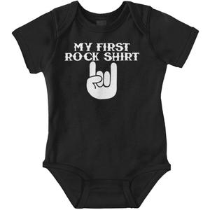 Brisco Brands My First Rock Outfit Baby Romper Boys or Girls (18 Months, Black)