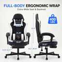 Desk Computer Gaming Chair - High Back Ergonomic Office Chair with Footrest and Lumbar Support, Swivel Comfy Home Gamer Video Game Chairs with Pocket Spring Cushion for Adults (White), Leather