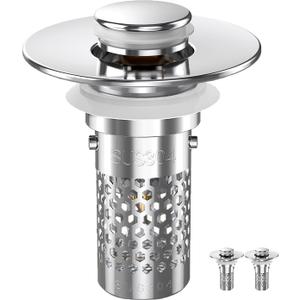 Sink Stopper Hair Catcher, Pop-up Sink Drain Strainer with Removable Stainless Steel Strainer Basket Hair Catcher, Bathroom Sink Strainer for Bathroom Sink Stopper Replacement(New/2PCS)