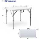 34" Square Folding Card Table,Fold-in-Half Utility Portable Table,White, 34INsquare)