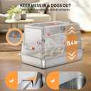 Stainless Steel Cat Litter Box with Lid, Extra Large Enclosed Metal Litter Pan with High Sides, Full Flip Cover Litter Box for Large Cat, Include Scoop & Step, Leak Proof Easy Clean Odor Control, Grey