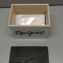 Hoteam Wooden Recipe Box with Cards Rustic Wood Recipe Card Holder with 50 Pcs 5 x 7 Cards Set Farmhouse Organization Box with Dual Slots for Phone Kitchen Decoration(Black)