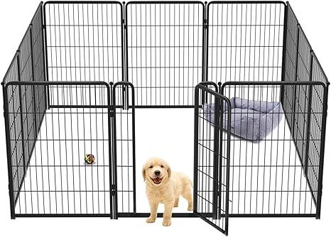 FXW Homeplus Unleashed Indoor Dog Playpen - Stress-Free and Safe Play, Heavy Duty 40 Inch 12 Wire Panels Dog Pen for Medium and Large Dogs, Black│Patented
