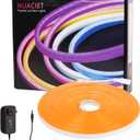 Neon Light Strip 16.4ft Flexible Waterproof LED Light Strips 12V Light Strip with Power Supply Silicone LED Neon Rope Lights for Kitchen Bedroom Indoor and Outdoor Decoration Orange