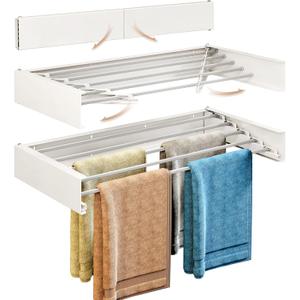 Drying Rack Clothing,Laundry Drying Rack,Clothes Drying Rack Wall Mounted,31.5" Wide,Retractable,Collapsible,Foldable Laundry Rack,with 5 Aluminium Rods