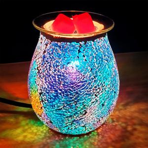 Wax Melt Warmer,Electric wax warmer for Scented Wax,Glass Wax Burner Birthday Gift for Her Mom,Fragrance Oil Burner Warmer for Home Office Wedding Birthday Gifts for Girl Sister Women Grandma (Colorful-Blue)