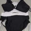 Blooming Jelly Women High Waisted Bikini Sets Tummy Control Swimsuits Color Block Two Piece Drawstring Bathing Suit. L