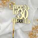 Cheer to 30 Years Cake topper,Acrylic Gold 30th Birthday Decoration,Birthday Party Favor Supplies,Photo Decoration Props