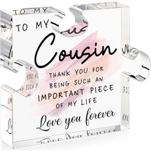 LukieJac Cousin Gifts for Women Best Cousin Ever Gifts Cousin Birthday Gift for New Cousin Sister Thanksgiving Christmas Mothers Day Valentines Day Gift Paperweight for Cousin Female Keepsake