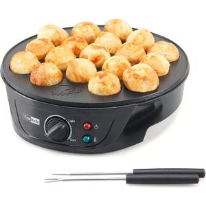 Takoyaki Maker Pan with Temperature Control, Tools and Recipes, Make 18 Japanese Octopus Balls at once, Easy to Use and Store