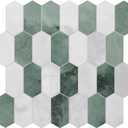 The Tiles Plaza 10-Sheet Peel and Stick Backsplash, 12" x 11.5" Green Cement Long Hexagon Self Adhesive Wall Tile, Stone Composite Stick On Decorative Mosaic Tile for Kitchen Bathroom Fireplace