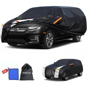 Large SUV Car Cover for Honda Odyssey 100% Waterproof All Weather, Heavy Duty Outdoor Full Exterior Covers Rain Sun Wind UV Protection. (Honda Odyssey+Towel+Storage Bag)