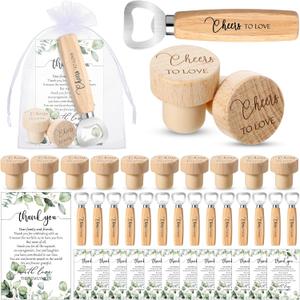 Barydat 72 Sets Wedding Favors for Guests Bulk Engraved Wood Corks Beer Bottle Openers with Wedding Thank You Cards Organza Bags Cheers to Love Appreciation Gifts Bridal Shower Souvenirs