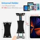 Treadmill Tablet Ipad Holder Bike Handlebar Mount Clamp for Stationary Bicycle Elliptical Spin Bike Peloton Stroller for 4-13" Devices, iPad Pro 12.9, Air, Mini, Galaxy Tabs, iPhone