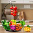 Fruit Bowl with Banana Hanger - Fruit Basket for Kitchen Counter with Holder - Black Chrome