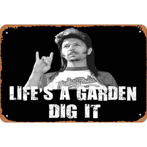 Yzixulet Life's A Garden Dig It Quote Canvas Print Vintage 8" x 12" Metal Tin Sign Funny Man Cave Decor