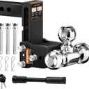 Fastgo Trailer Hitches - Fits 2.5" Receiver, Adjustable Trailer Hitch Ball Mount, Tri Ball (1-7/8" x 2" x 2-5/16") Drop Hitch, Tow Hitch, Truck Hitch, Anti-Theft, 5" Drop/Rise, 18,500GTW