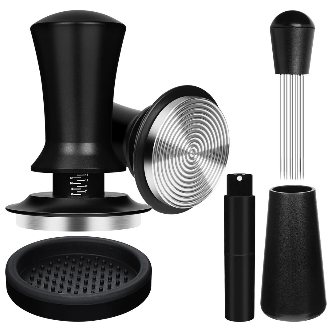 Y-Step 51mm Espresso Tamper Set with 30lb Calibrated Spring Loaded, Espresso Accessories Kit with Coffee Tamper Tool, Coffee Stirrer, Tamper Mat, Spray Bottle, Barista Hand Tamper for Espresso Machine